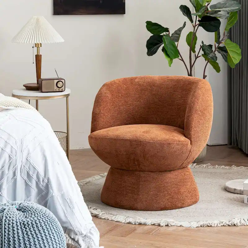 Set di 1 poltrona girevole moderna in stile Bouclé con rivestimento in tessuto