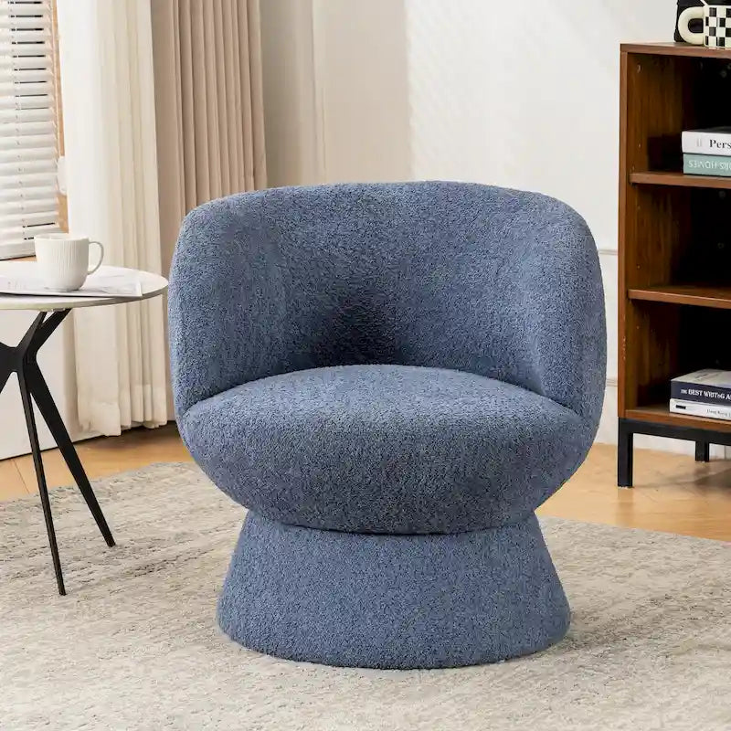 Set di 1 poltrona girevole moderna in stile Bouclé con rivestimento in tessuto