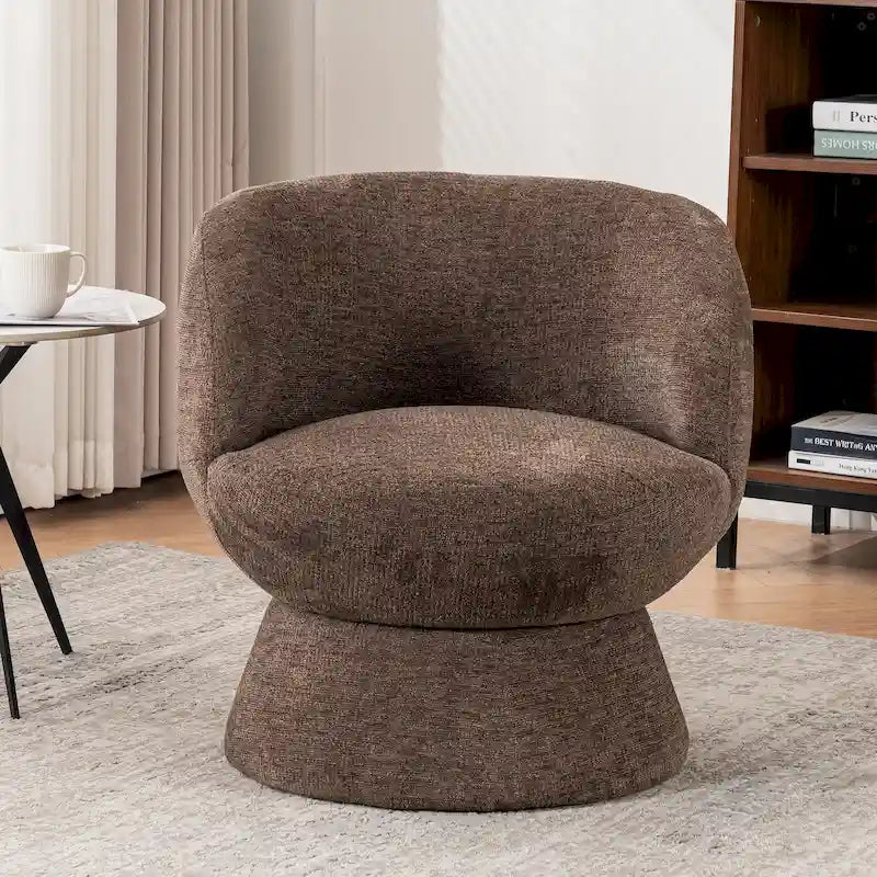 Set di 1 poltrona girevole moderna in stile Bouclé con rivestimento in tessuto