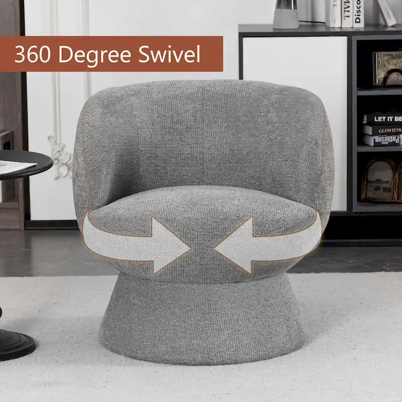 Set di 1 poltrona girevole moderna in stile Bouclé con rivestimento in tessuto