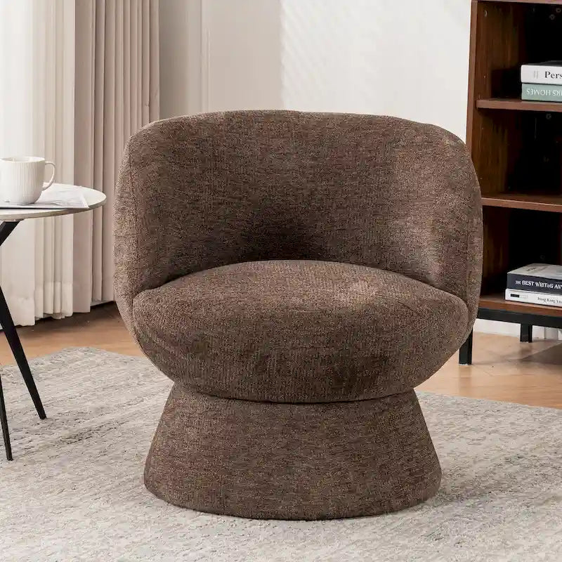 Set di 1 poltrona girevole moderna in stile Bouclé con rivestimento in tessuto