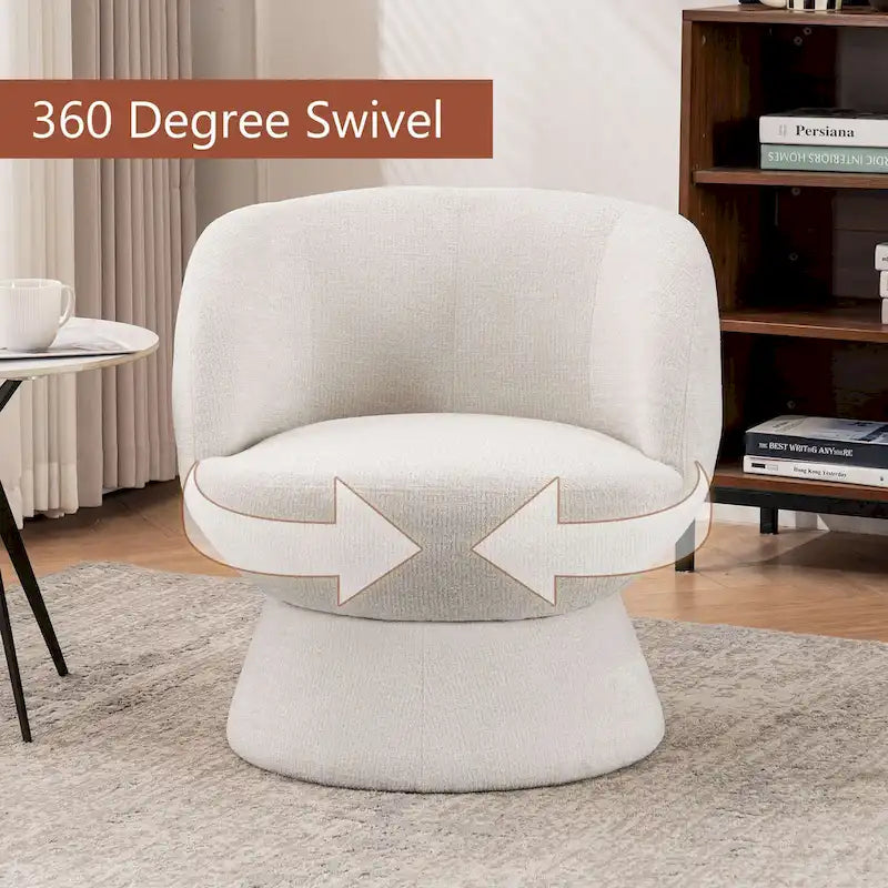 Set di 1 poltrona girevole moderna in stile Bouclé con rivestimento in tessuto