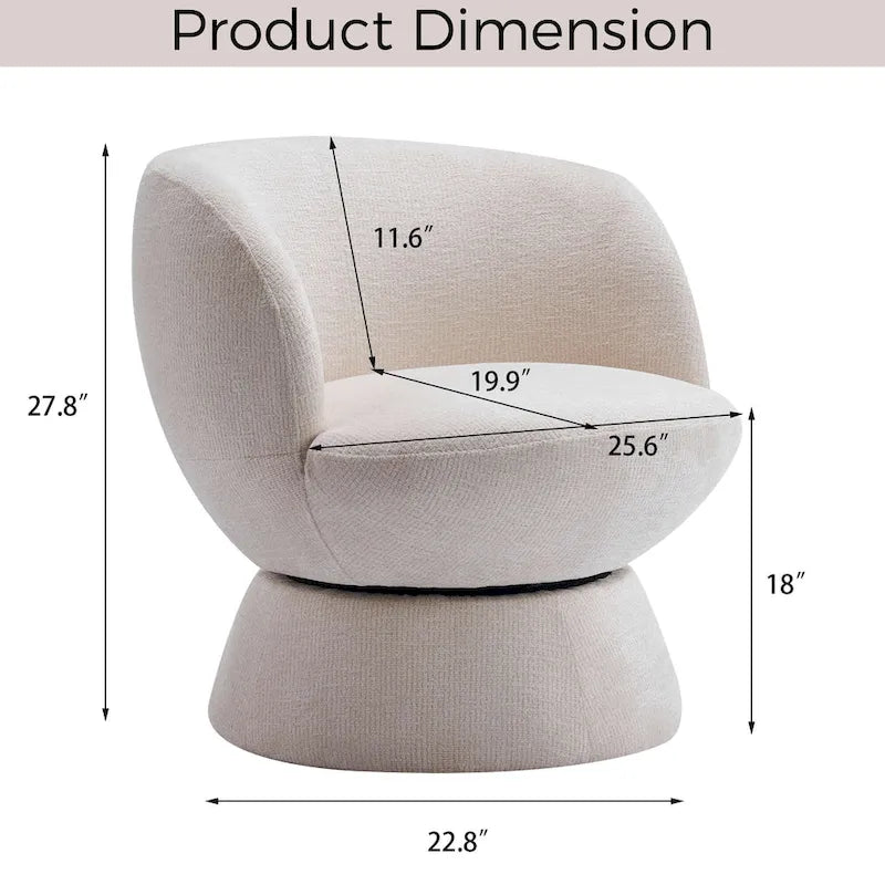 Set di 1 poltrona girevole moderna in stile Bouclé con rivestimento in tessuto