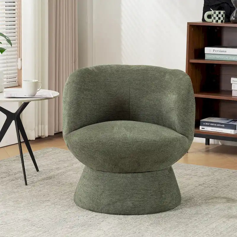 Set di 1 poltrona girevole moderna in stile Bouclé con rivestimento in tessuto