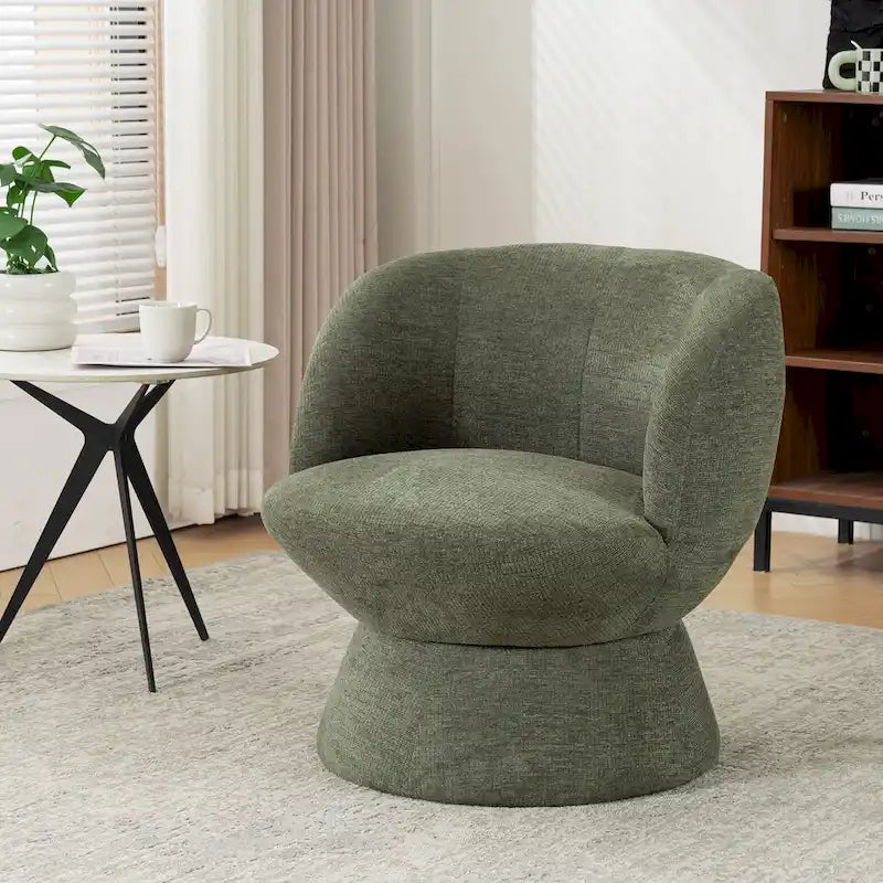 Set di 1 poltrona girevole moderna in stile Bouclé con rivestimento in tessuto