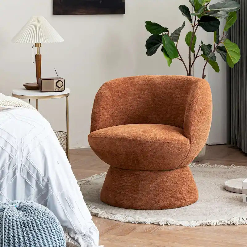 Set di 1 poltrona girevole moderna in stile Bouclé con rivestimento in tessuto