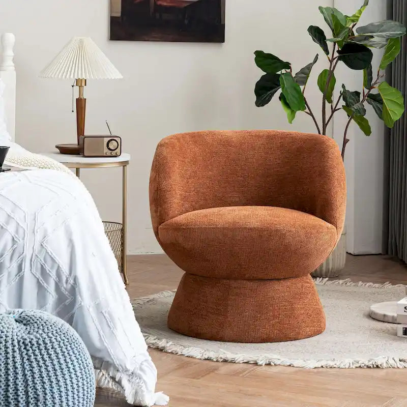 Set di 1 poltrona girevole moderna in stile Bouclé con rivestimento in tessuto