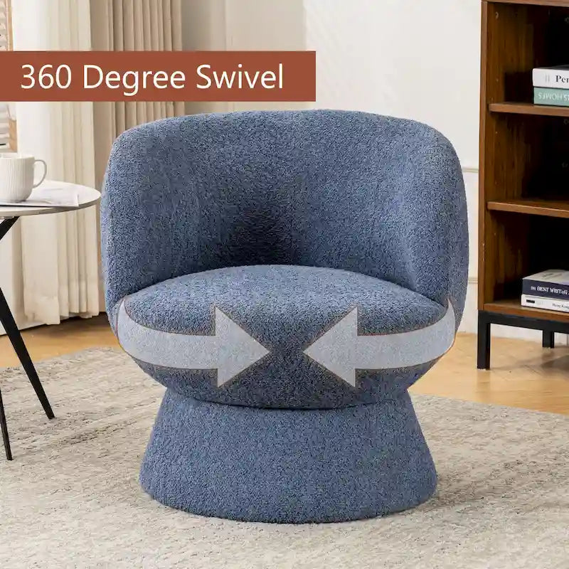 Set di 1 poltrona girevole moderna in stile Bouclé con rivestimento in tessuto