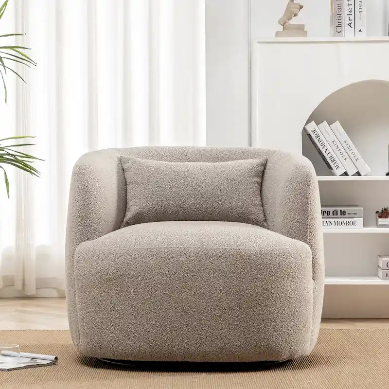 Poltrona girevole in tessuto bouclé da 34" con rotazione a 360 gradi