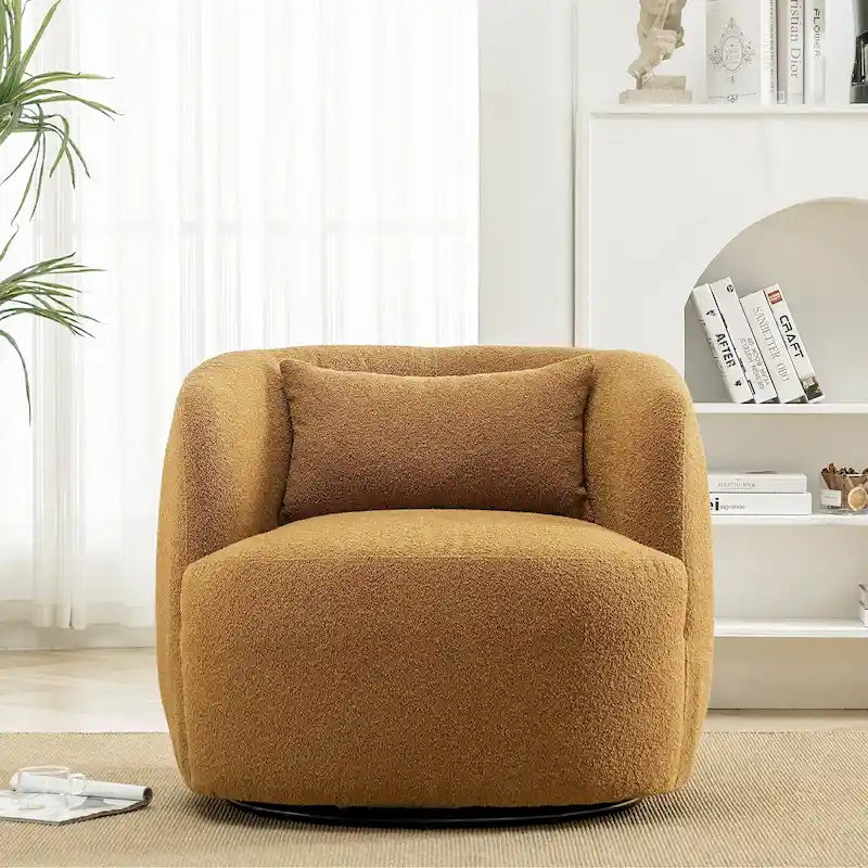 Poltrona girevole in tessuto bouclé da 34" con rotazione a 360 gradi