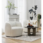 KINWELL 34 Poly Blend Boucle Fabric Upholstered Swivel Armchair