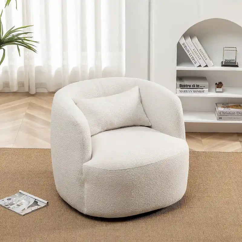 Poltrona girevole in tessuto bouclé da 34" con rotazione a 360 gradi