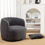 Poltrona girevole in tessuto bouclé da 34" con rotazione a 360 gradi