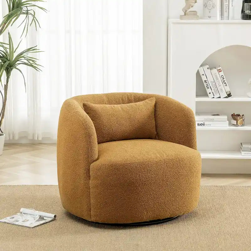 Poltrona girevole in tessuto bouclé da 34" con rotazione a 360 gradi