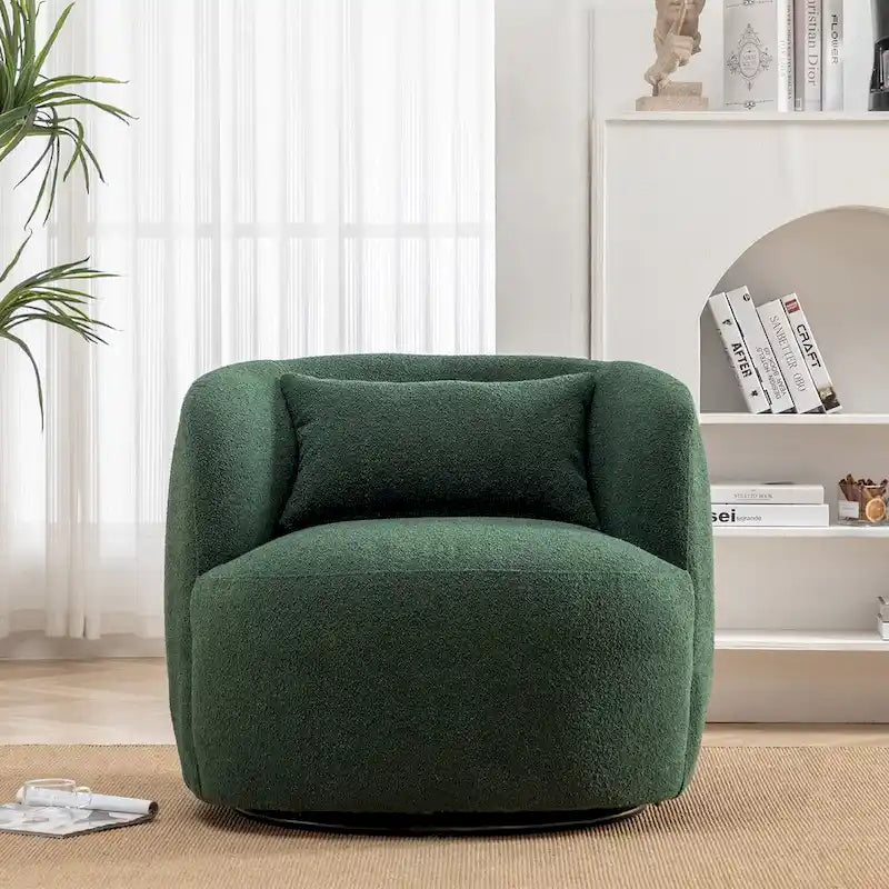 Poltrona girevole in tessuto bouclé da 34" con rotazione a 360 gradi