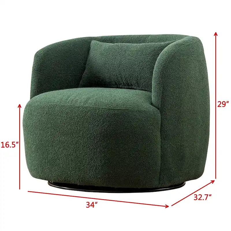 Poltrona girevole in tessuto bouclé da 34" con rotazione a 360 gradi