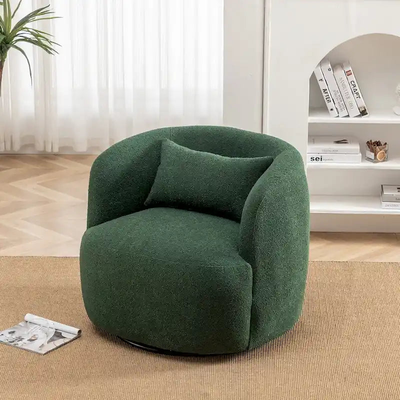 Poltrona girevole in tessuto bouclé da 34" con rotazione a 360 gradi