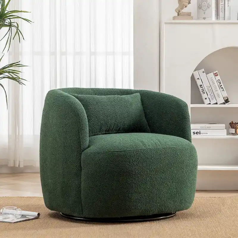 Poltrona girevole in tessuto bouclé da 34" con rotazione a 360 gradi