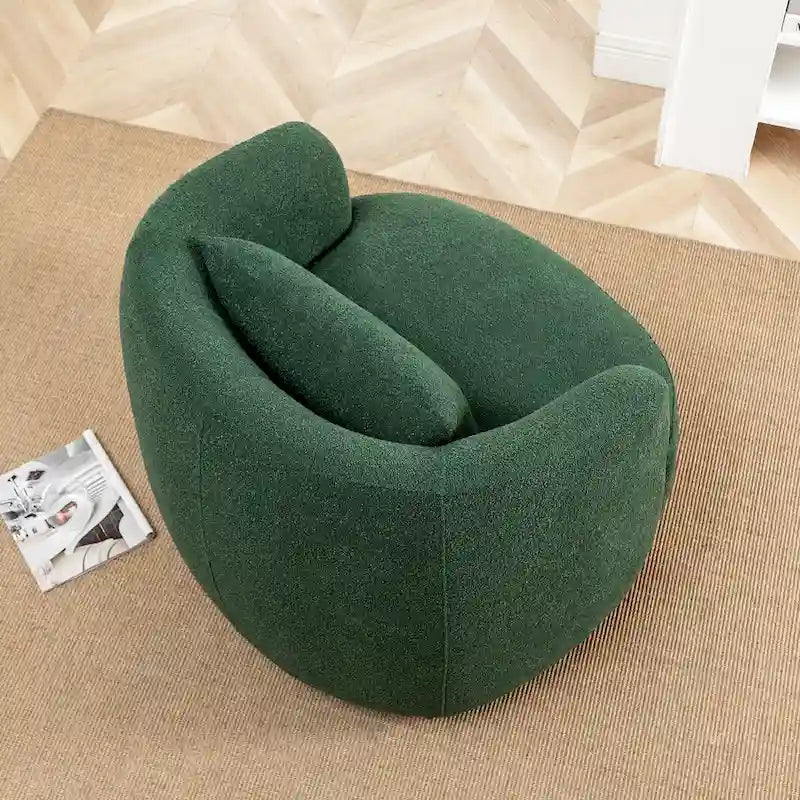 Poltrona girevole in tessuto bouclé da 34" con rotazione a 360 gradi