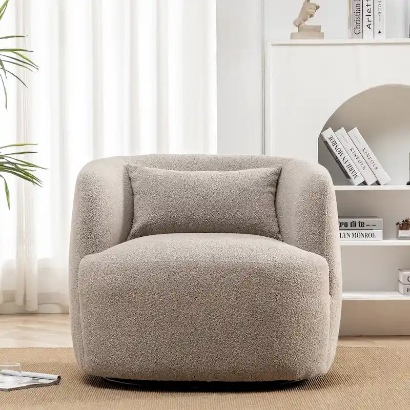 Poltrona girevole in tessuto bouclé da 34" con rotazione a 360 gradi