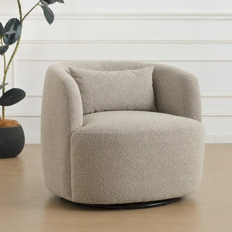 Poltrona girevole in tessuto bouclé da 34" con rotazione a 360 gradi