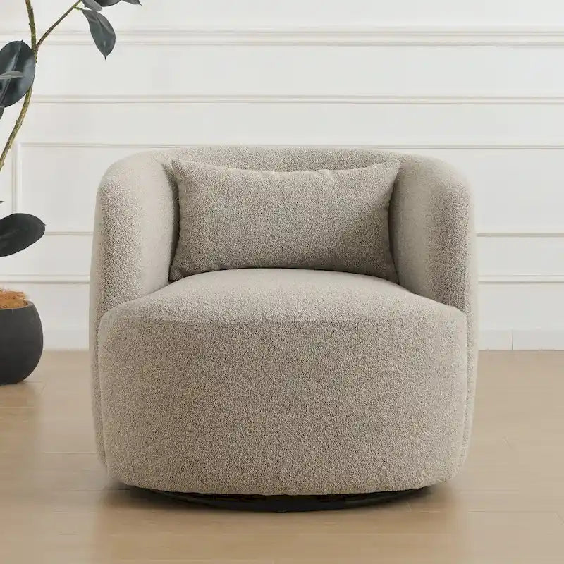 Poltrona girevole in tessuto bouclé da 34" con rotazione a 360 gradi
