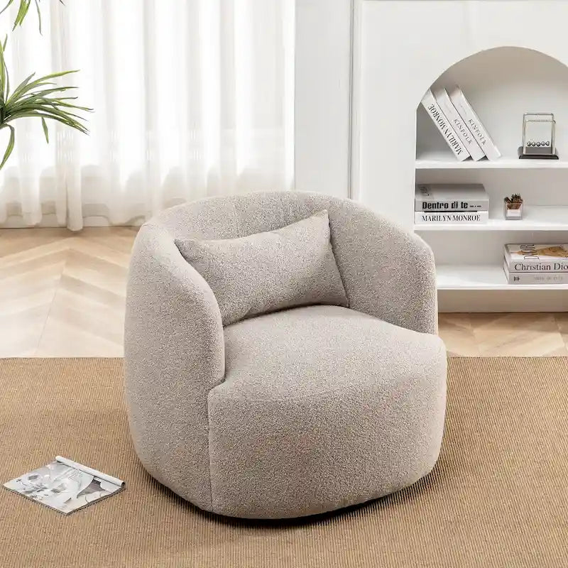 Poltrona girevole in tessuto bouclé da 34" con rotazione a 360 gradi