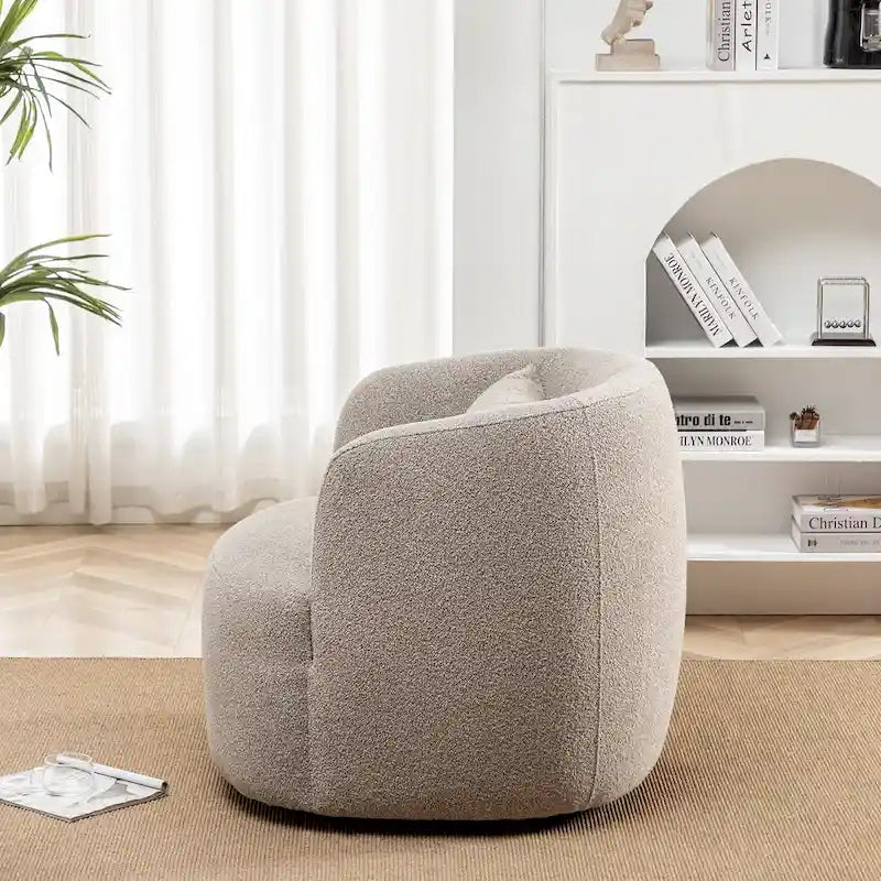 Poltrona girevole in tessuto bouclé da 34" con rotazione a 360 gradi