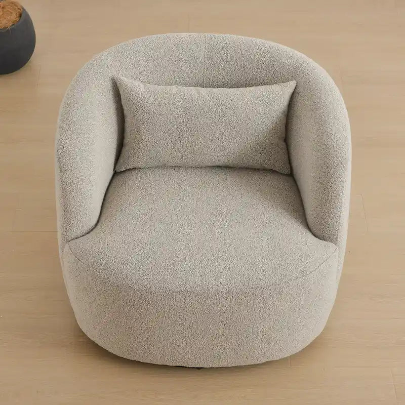 Poltrona girevole in tessuto bouclé da 34" con rotazione a 360 gradi