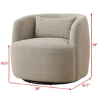Poltrona girevole in tessuto bouclé da 34" con rotazione a 360 gradi