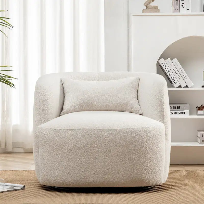 Poltrona girevole in tessuto bouclé da 34" con rotazione a 360 gradi