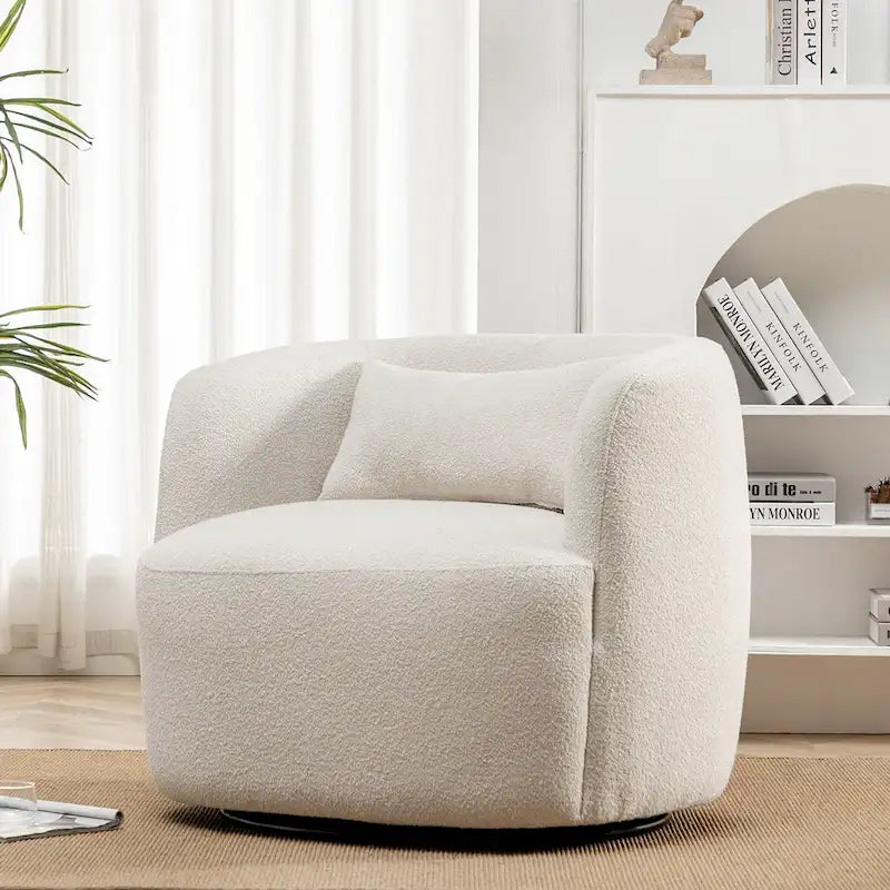 Poltrona girevole in tessuto bouclé da 34" con rotazione a 360 gradi