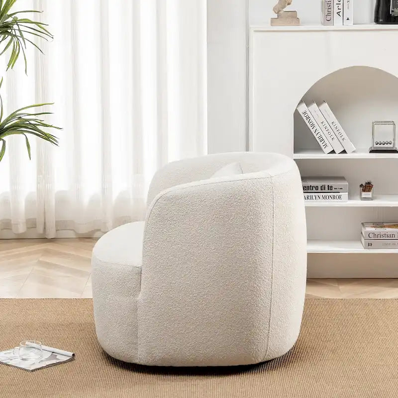 Poltrona girevole in tessuto bouclé da 34" con rotazione a 360 gradi