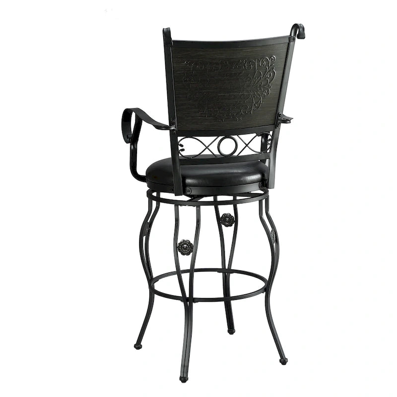 Sgabello da bar girevole Elle Big & Tall in metallo nero con seduta in similpelle