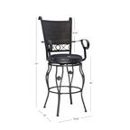 Sgabello da bar girevole Elle Big & Tall in metallo nero con seduta in similpelle