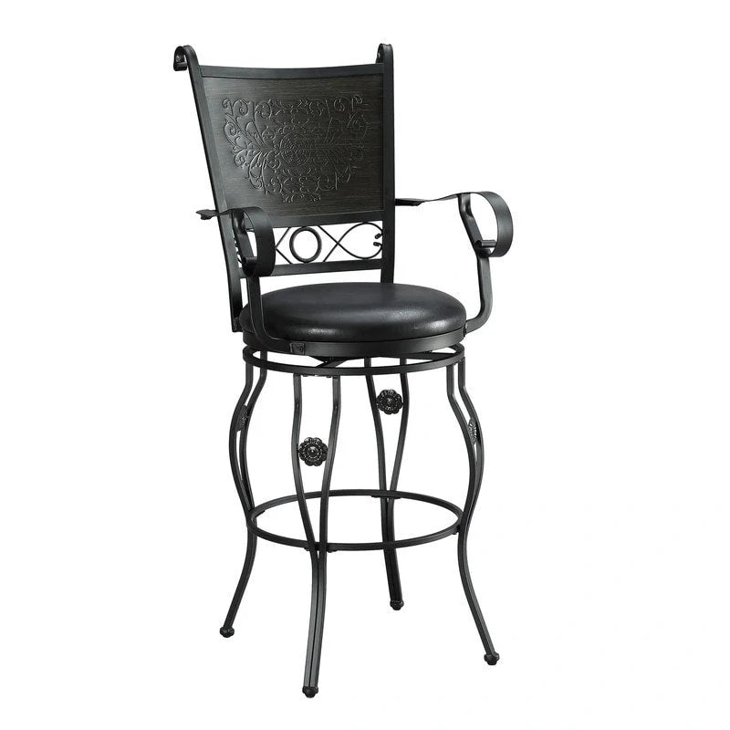 Sgabello da bar girevole Elle Big & Tall in metallo nero con seduta in similpelle