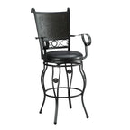 Sgabello da bar girevole Elle Big & Tall in metallo nero con seduta in similpelle