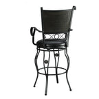 Sgabello da bar girevole Elle Big & Tall in metallo nero con seduta in similpelle