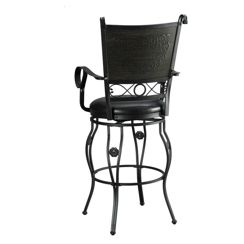 Sgabello da bar girevole Elle Big & Tall in metallo nero con seduta in similpelle