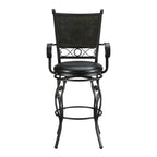 Sgabello da bar girevole Elle Big & Tall in metallo nero con seduta in similpelle