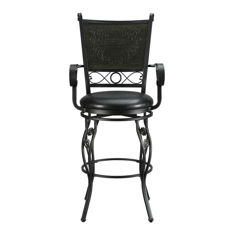 Sgabello da bar girevole Elle Big & Tall in metallo nero con seduta in similpelle