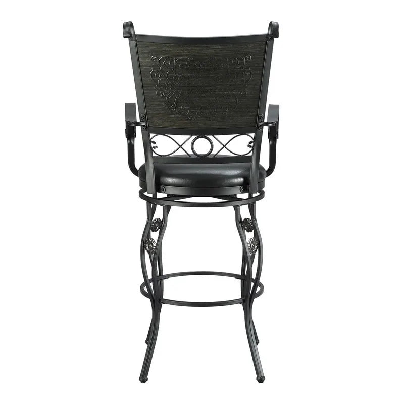 Sgabello da bar girevole Elle Big & Tall in metallo nero con seduta in similpelle