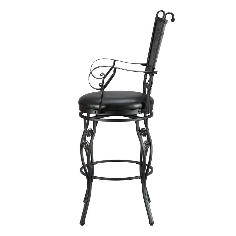 Sgabello da bar girevole Elle Big & Tall in metallo nero con seduta in similpelle