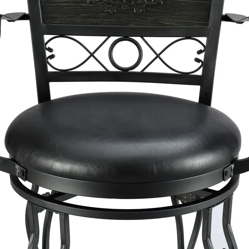 Sgabello da bar girevole Elle Big & Tall in metallo nero con seduta in similpelle