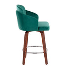 Sgabello da bancone rivestito Dahlia con gambe in legno di noce