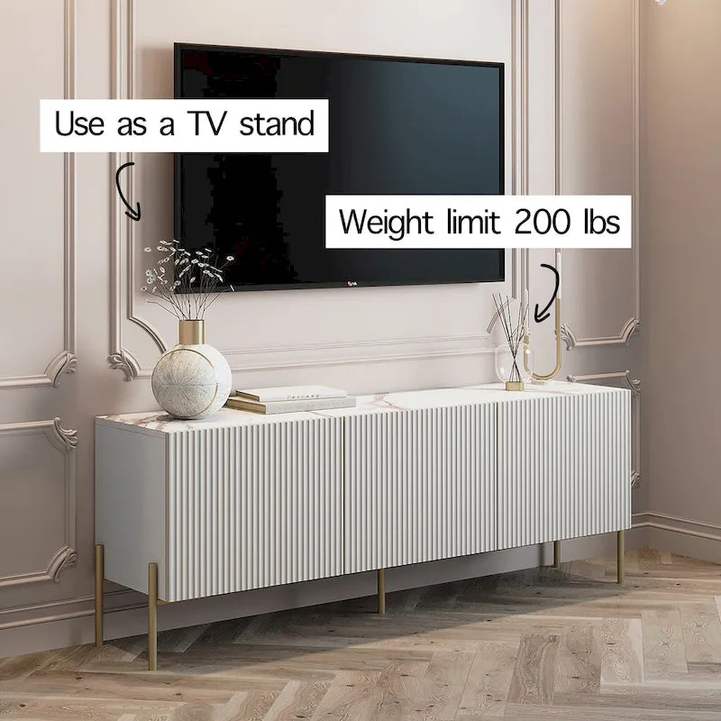 Mobile TV Selline Beige in legno con armadietti di contenimento