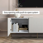 Mobile TV Selline Beige in legno con armadietti di contenimento