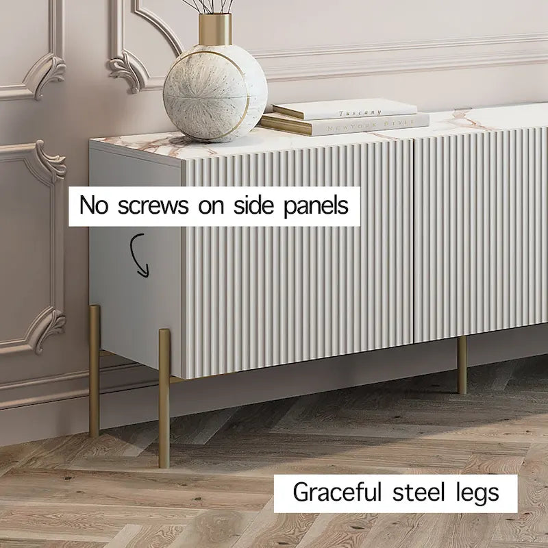 Mobile TV Selline Beige in legno con armadietti di contenimento
