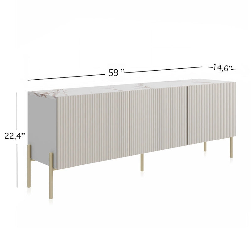 Mobile TV Selline Beige in legno con armadietti di contenimento