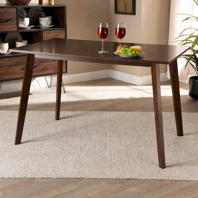 Tavolo da pranzo rotondo Britte Mid-Century Modern con gambe in legno